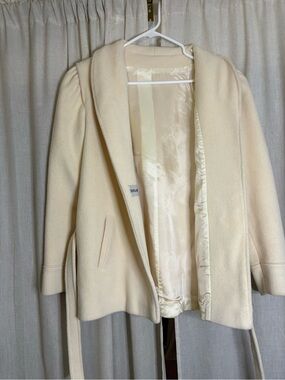 1980s Braetan Cream Wool-Blend Wrap Coat